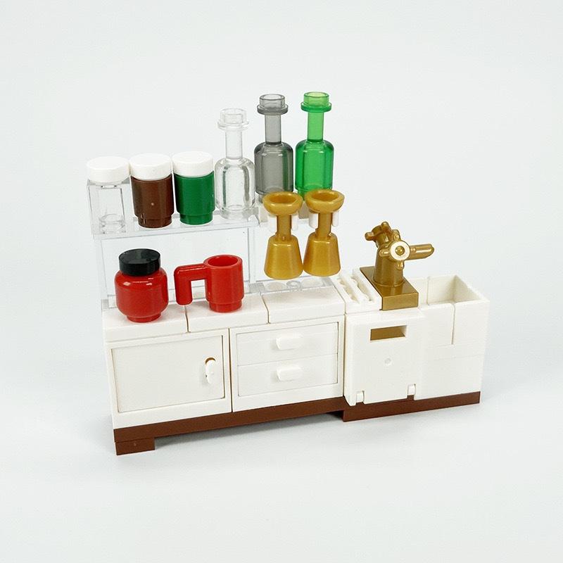 MOC Small Modern Home Particle Sofa TV Cabinet Interior Decoration Furniture DIY Building Blocks