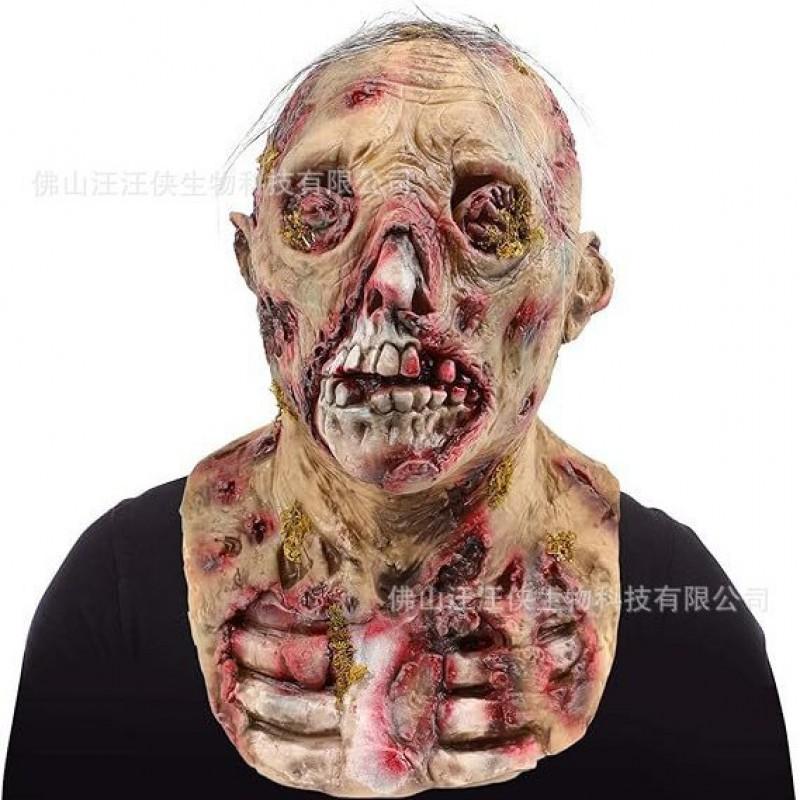 Moving Jaw Skull Mask Full Head Halloween Cosplay Horror Costume Adults