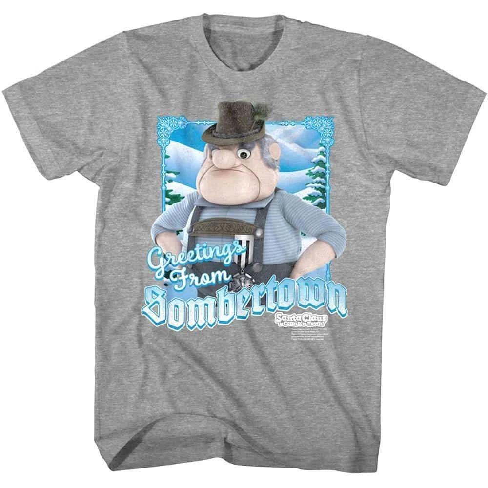 Santa Claus is Comin to Town Greetings from Sombertown Men s T Shirt 3XL