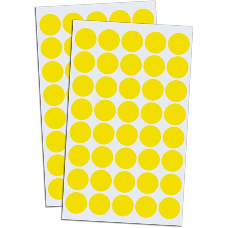 True-Ally 2400 Piece Yellow Color 12Mm (0.5 Inch) Round Dot Sticker Self Adhesive Labels Writable Surface For Kids Activ