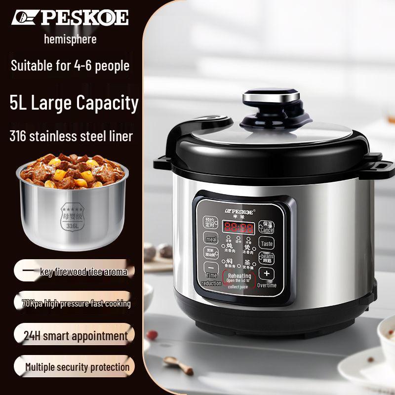 

Компактная электрическая скороварка из нержавеющей стали, 2,5 л - 6 л, умная скороварка для риса высокого давления на 1-3 человек.