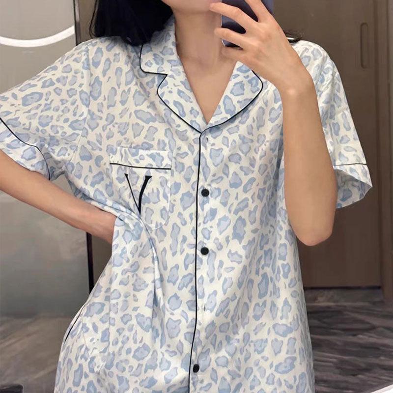 GMXIA High-quality Cotton-like Cute Cardigan Short-sleeved Student Pajamas for Women, Sweet Summer Style for Women's Home Wear