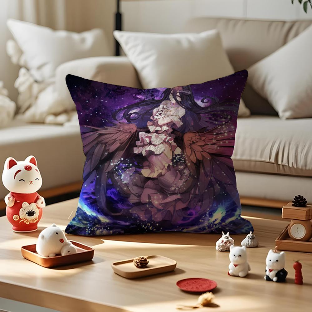 Anime OOVERLORD Albedo Cushion Cover Silky Short Plush Invisible Zipper Dustproof Sofa Pillow Case for Home Decor