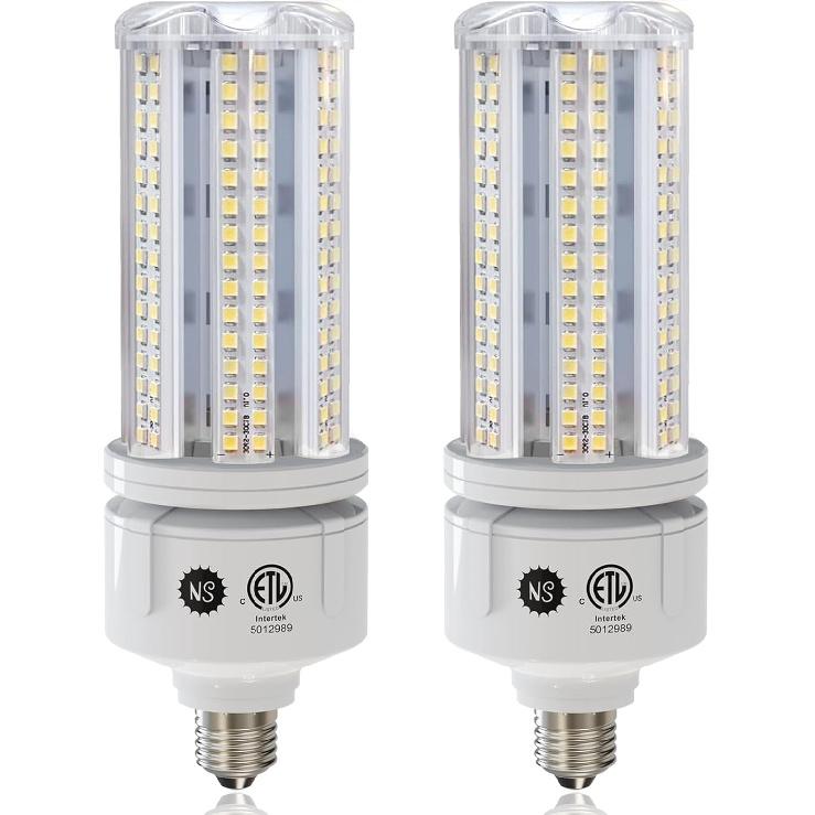 NS 2 Pack 7530 Lumen A19 60W LED Corn Light Bulbs E26 Medium Base 6500K Cool White for Home Garden Lighting Garage Backyard Office Household