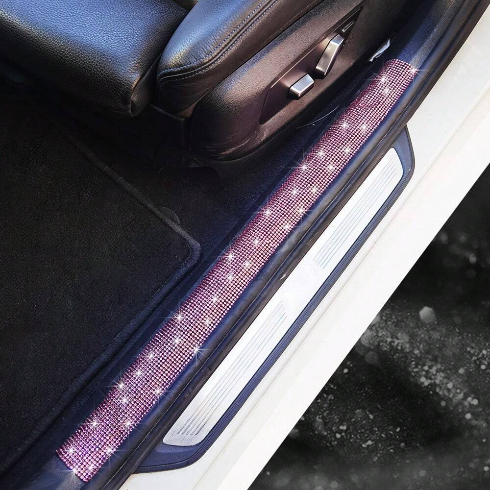 Sparkling Diamond Design Car Door Sill Protector Sticker, 1 Piece, for Car Door/Single Door