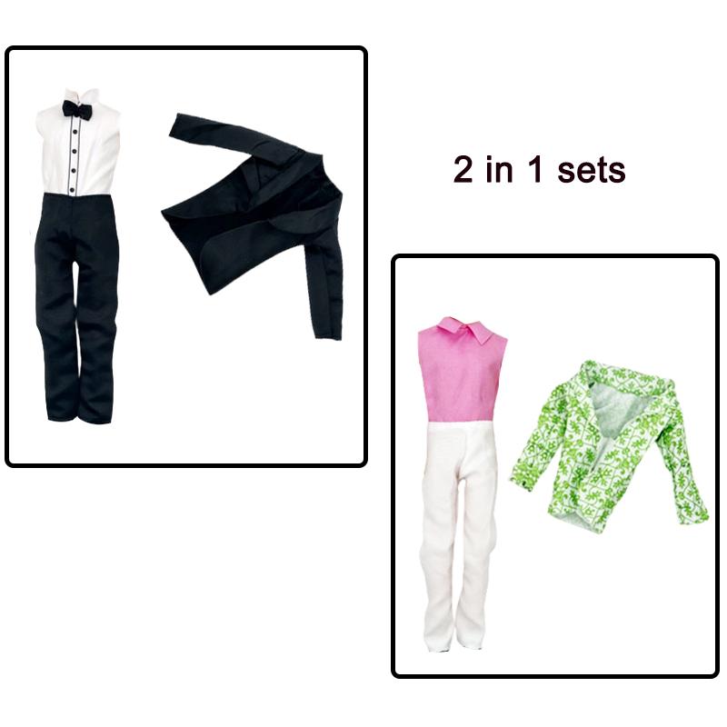 3 Sets Doll Clothing And Accessories Handmade Formal Business Suit Tuxedo Groom Clothes for 30cm/12in Ken Dolls Toys for Kids