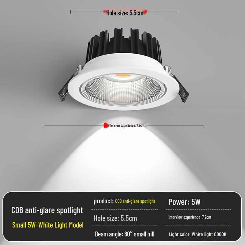 Spotlight LED Ceiling Light for Home & Store - Recessed COB Downlight 5W/7W