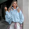 Lady Sweatshirt Women Solid Color Collared Sweatshirt, Loose Half Zipper Collar Pullover Top, Casual Sports Long Sleeve Outfits for Autumn Winter