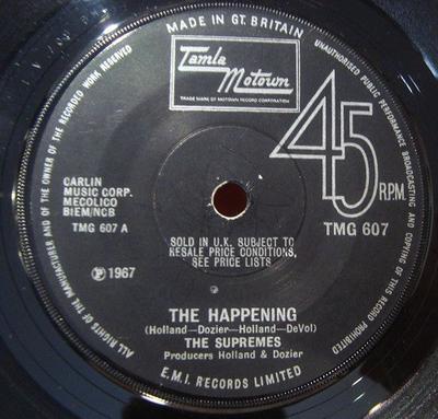 7-Zoll-Schallplatte SUPREMES - The Happening / All I Know About Yo TMG607 Tamla Motown 1967 UK Soul/Funk Gebraucht