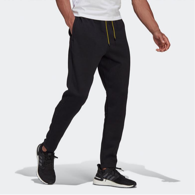 Adidas Solid Color Lace-Up Sports Training Casual Pants Men Bottoms Black GL5694