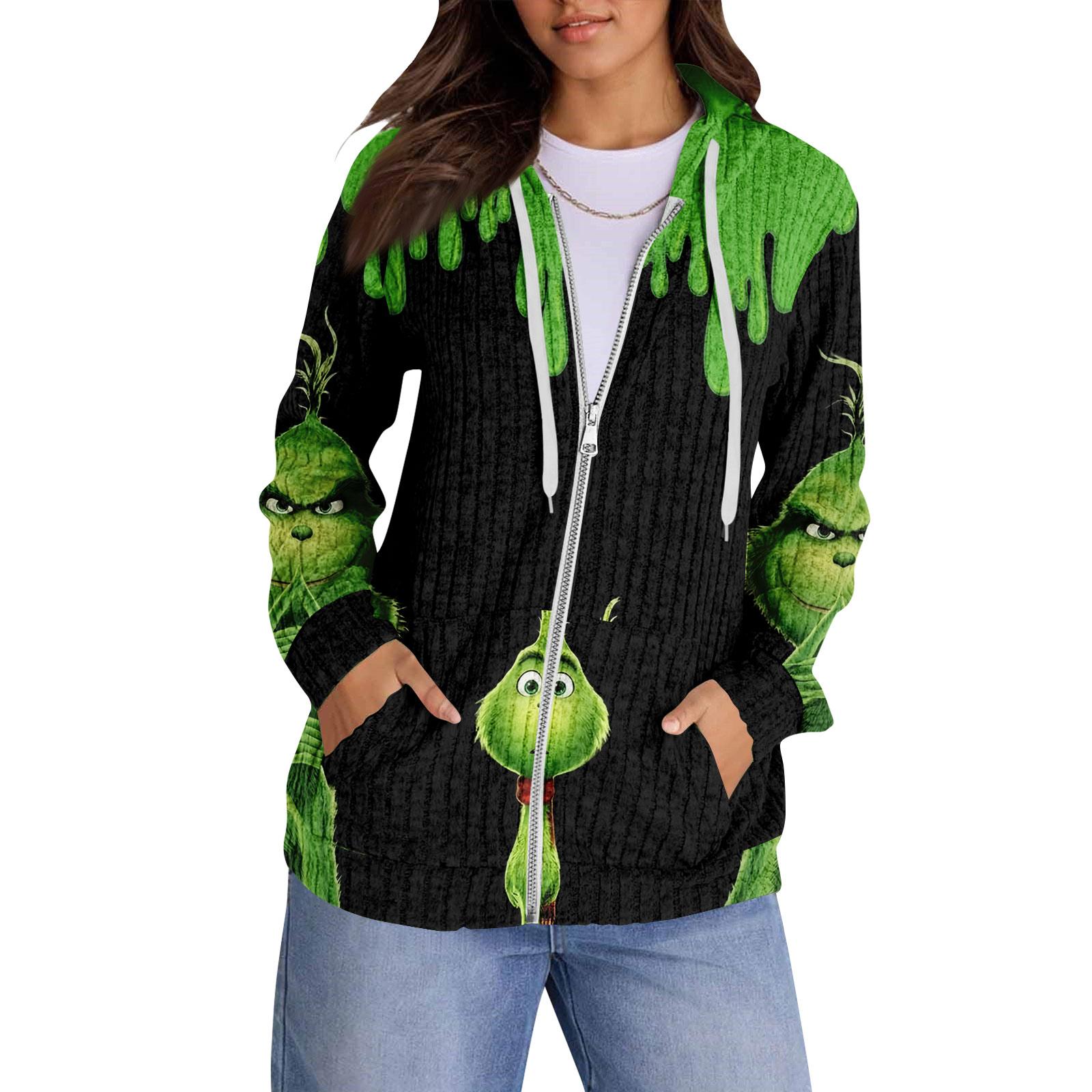 

Толстовки для жінок Модні топи Повсякденна осіння мода Толстовка з довгими рукавами та кишенями Легкий пуловер L армія зелений колір