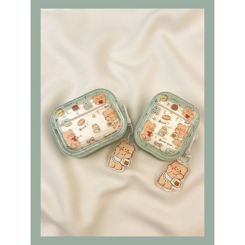 

Чехол для Airpod3 для Apple Pro Чехол для наушников Второе поколение Беспроводной Bluetooth 1 Третье поколение Aipods2 Поколение Airpodpro Четвертое поколение Airpods 3 [Mint green butter Bear] send Hook