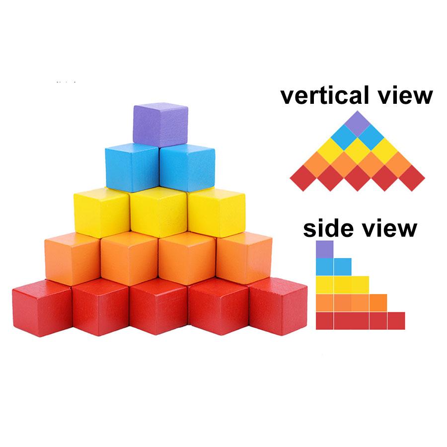 20pcs 2cm Multiple Colors Wooden Cube Building Blocks Mathematics Geometric Space Cube Teaching Aids Creativity Imagination JXB