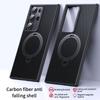 Carbon Fiber Texture Bracket Case for Samsung Galaxy S24 S23 Plus Ultra for Magsafe Wireless Charging Magnetic Ring Holder Cover