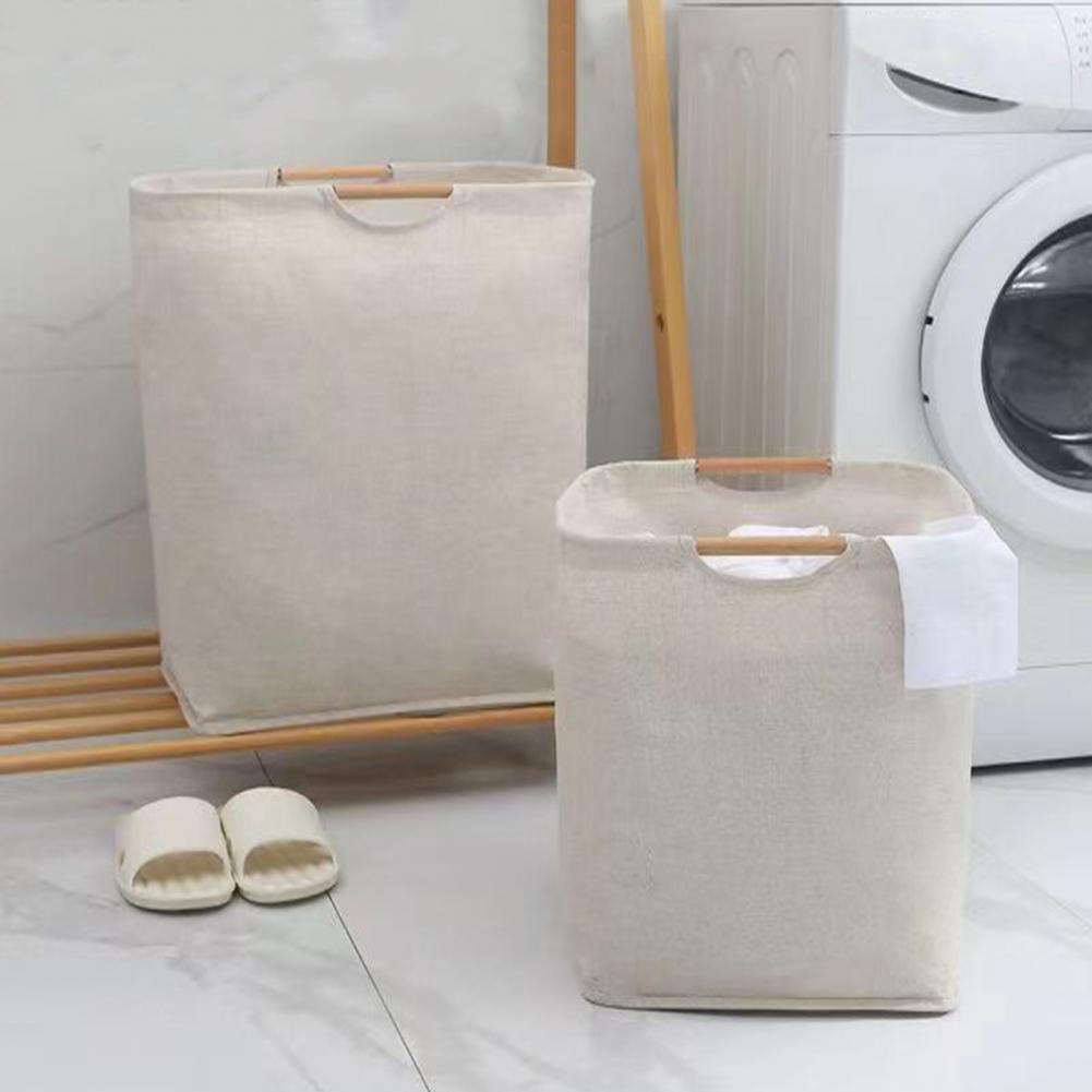 Laundry Basket Medium Size Laundry Hamper Storage Basket With Bamboo Handle Foldable Design Large Capacity Laundry Container