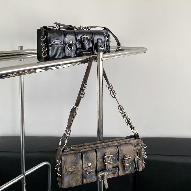 Women's Half-moon Leather Bag Shoulder Crossbody Bag with Spade Luxury Designer Armpit Bags Hobo Style Vintage