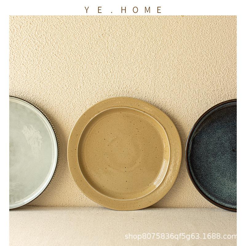 High-Value Ceramic Large Plate Collection Nordic Style Flat Plate Western Food Plate Creative Shallow Plate Round Vegetable Plate Household Tableware