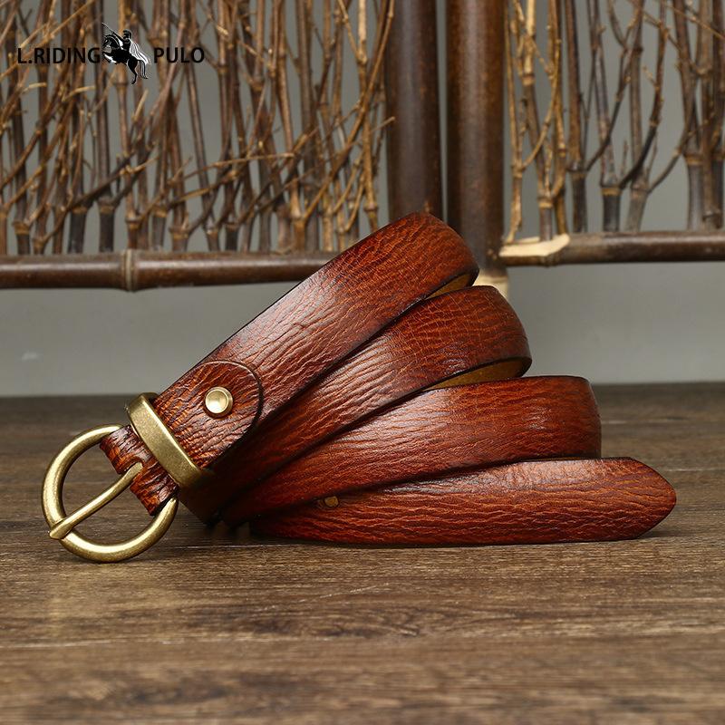 Modny pasek w stylu retro koreańskim, pasujący do wszystkiego, damski pasek z prawdziwej skóry, klamra na bolec, pasek jeansowy z czystej skóry bydlęcej