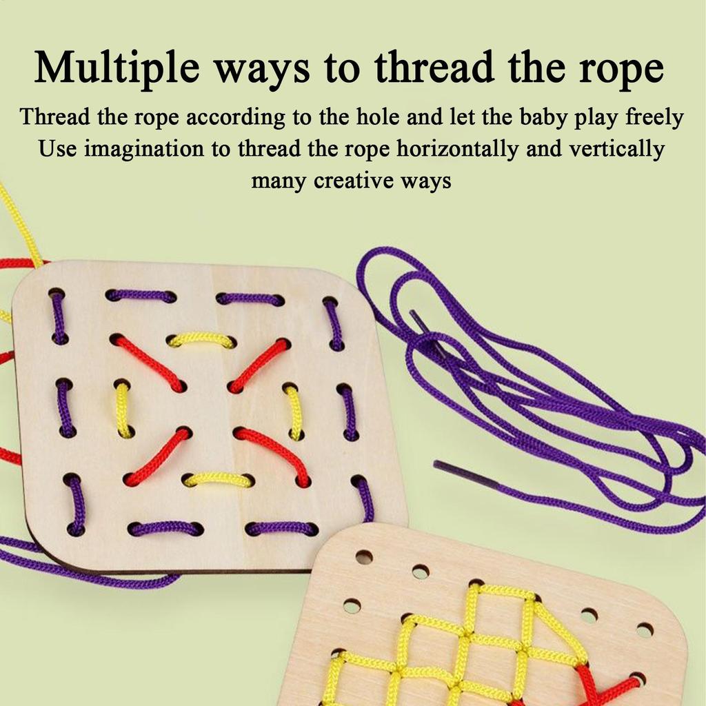 Montessori Teaching Aid Geometry Rope Threading Games Wooden Threading Set Children's Early Education Thinking Training Board