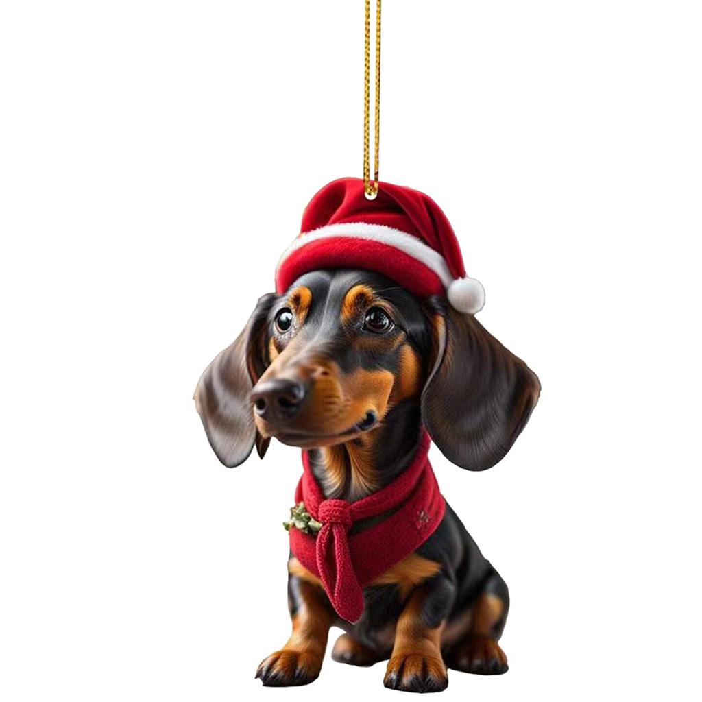 Whimsical Cartoon Dog Car Hangers Decors Car Pendant Bright Christmas Tree Ornament Add Touch of Cuteness To Holiday