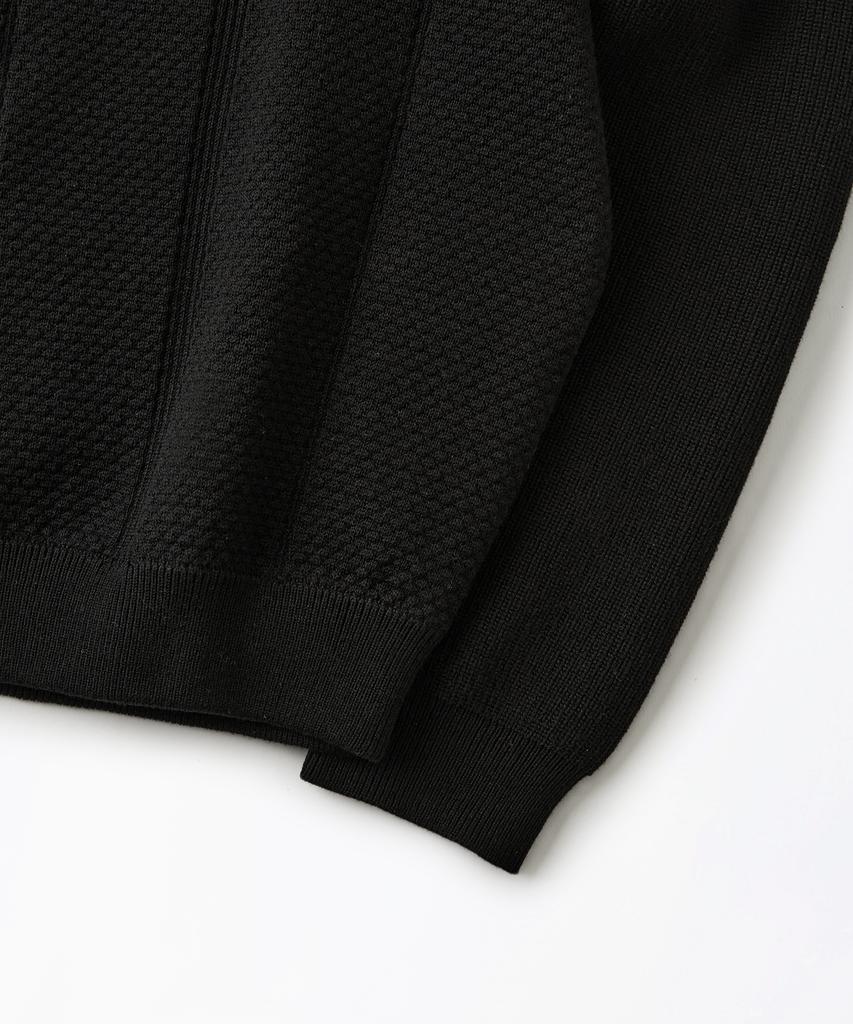 OUTSTANDING Ls Stripe Collar Knit Cardigan_Black