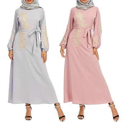 Muslim Robe Elegant Dignified Embroidered Long Hem Dress (no Headscarf)