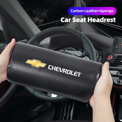 Car Seat Headrest Cushioning Carbon Leather Neck Pillow For Spark Captiva Cruze Malibu Equinox Trax Camaro Blazer