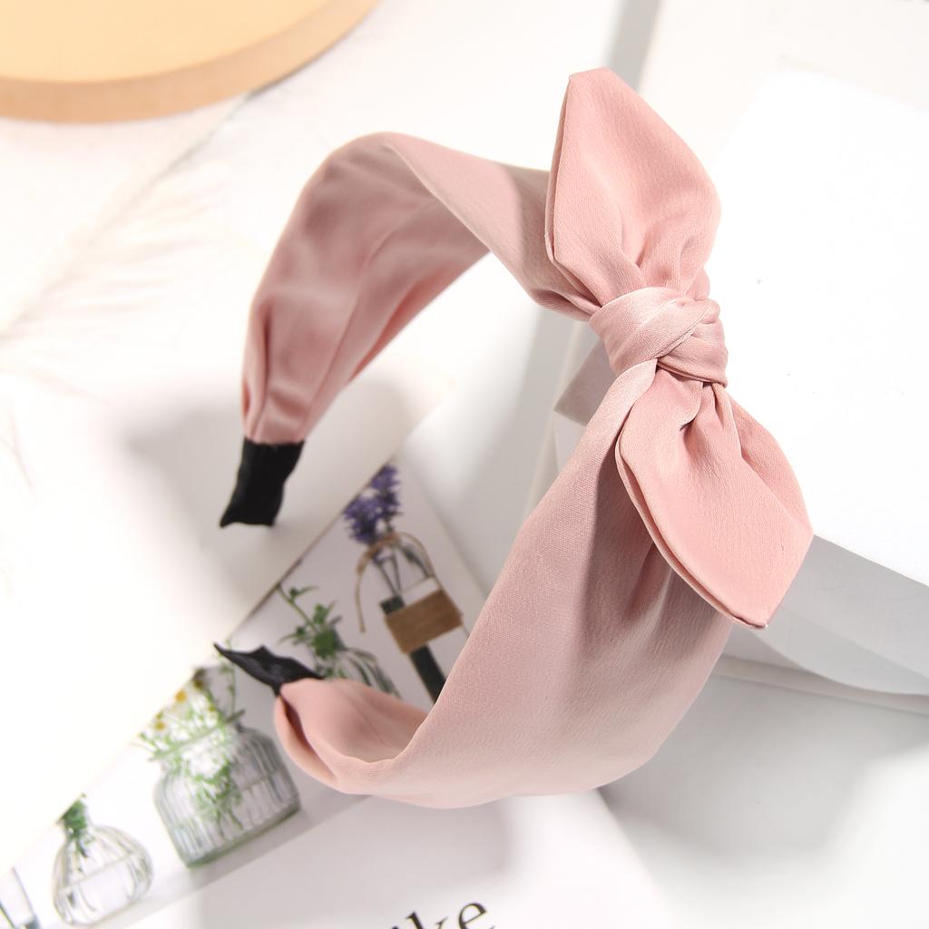 Furling Girl Pack of 1PC Solid Rabbit Ears Bow Knotted Press Hair Wide Hair Hoop for Women Girls Headwear Hair Accessories
