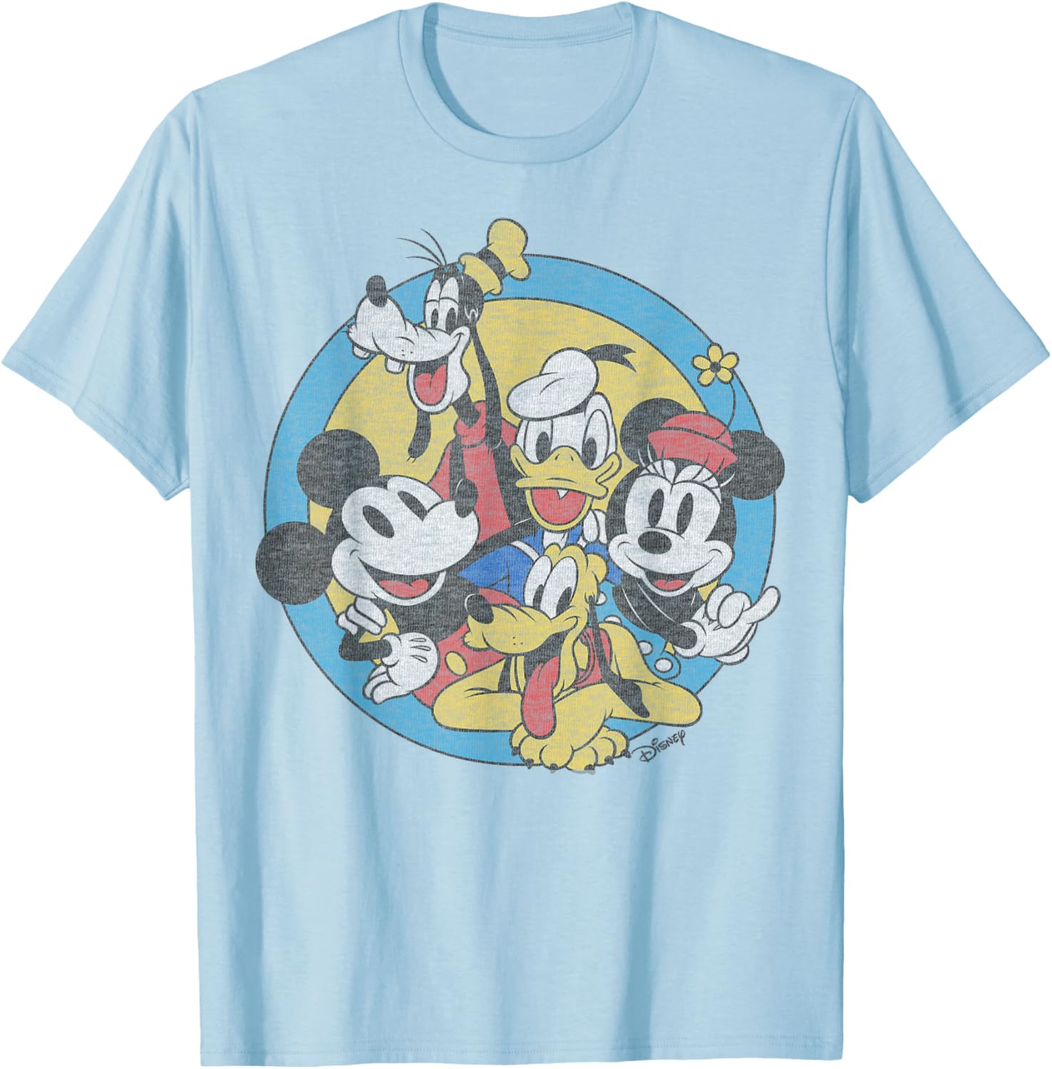 Hot Fashion Casual Disney Mickey and Friends Retro Group Shot T-Shirt S-4XL Summer XXXXL