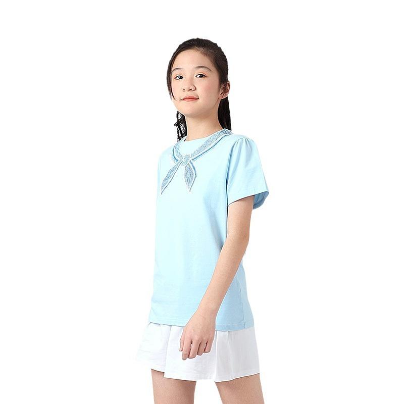 Summer Korean Version of the New Girls Sports Short Sleeve Girl Baby Cute Bubble Sleeve Top Children's Short Sleeve T-shirt