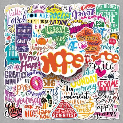 50pcs Inspirational English Stickers: Waterproof, Personalized Slogan Decals for Suitcases, Notebooks, and Planners
