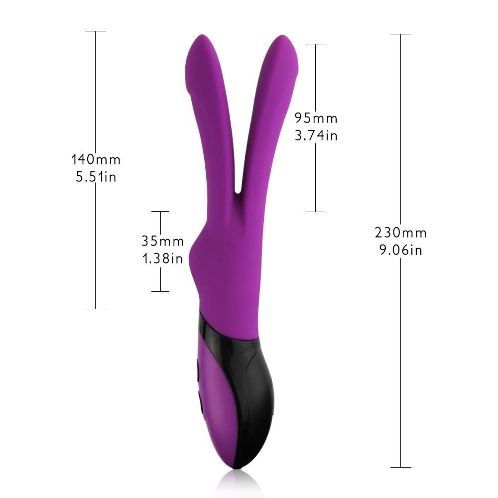Αδιάβροχο πολλαπλών ταχυτήτων Δόνηση πολλαπλών λειτουργιών Sex Toy Διπλό μοτέρ Rabbit Vibrator G spot Massager