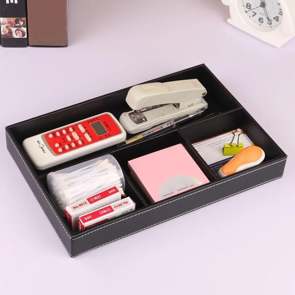 Pu Leather Desk Drawer Organizer Multi-Functional Jewelry Box For Office Supplies