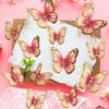 A Set of 12 Gold Edged Hot Stamping 3D Butterfly Wall Stickers, Wedding, Holiday, Birthday Decoration Background Wall Stickers