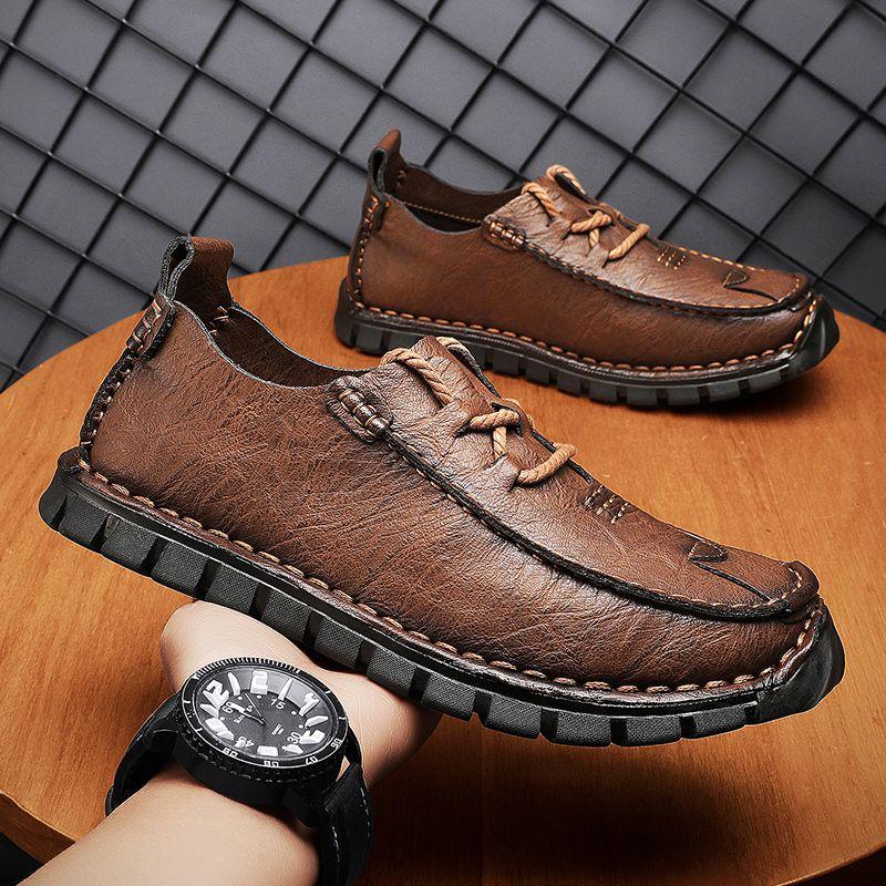 Men's Spring and Autumn Outdoor Casual Leather Flat Shoes