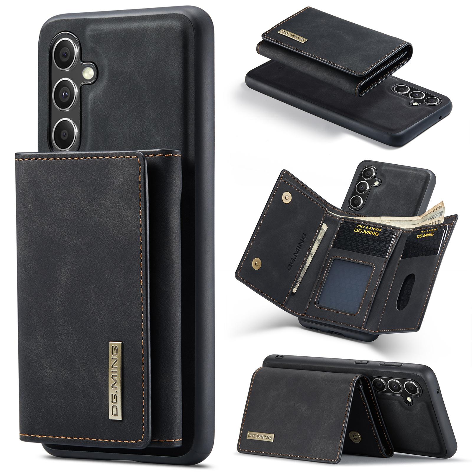 

DG.MING M1 Series for Samsung Galaxy S24 FE Case Kickstand PU Phone Cover with Detachable Wallet Black