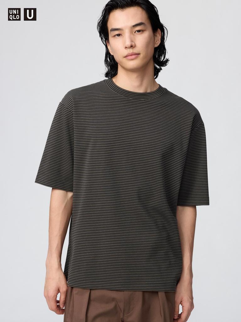 AIRism Bomull Oversized Randig T-shirt