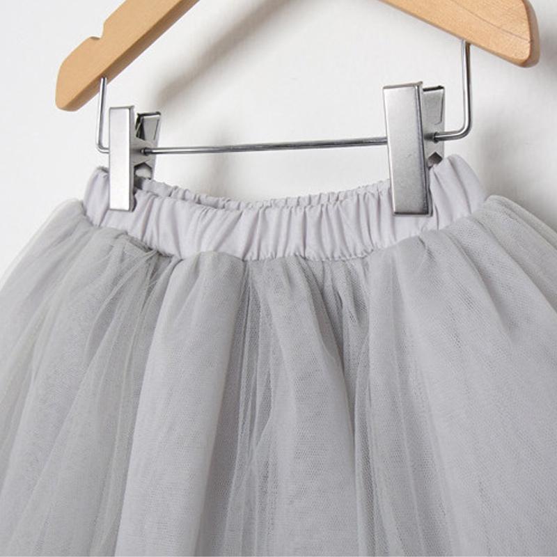 Girls Mesh Tutu Skirts Summer Kid White Lining Long Skirts Solid Fluffy Tulle Princess Ball Gown