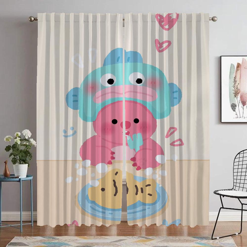 

Kitchen Curtains 2 Pieces Pororo Halloween Decoration Home Interior Curtains for Living Room Curtain Tulle for Bedroom Shades W50xH70cmx2pcs-CL