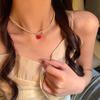 Peach Pendant Pearl Necklace for Women Exquisite Sweet Flower Bead Collarbone Chain Dopamine Style Casual Versatile Jewelry Gift