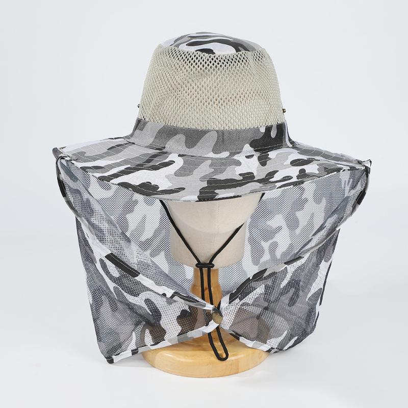 Outdoor Fishing Hat Wide Brim Man Breathable Mesh Fishing Cap Beach Hats Camouflage Sun Uv Protection Shade Hat