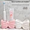 1pc Ceramic Bow Toothbrush Holder Ornament Ceramic Toothbrush Toothpaste Storage Rack Bathroom Accessories Brush Holder