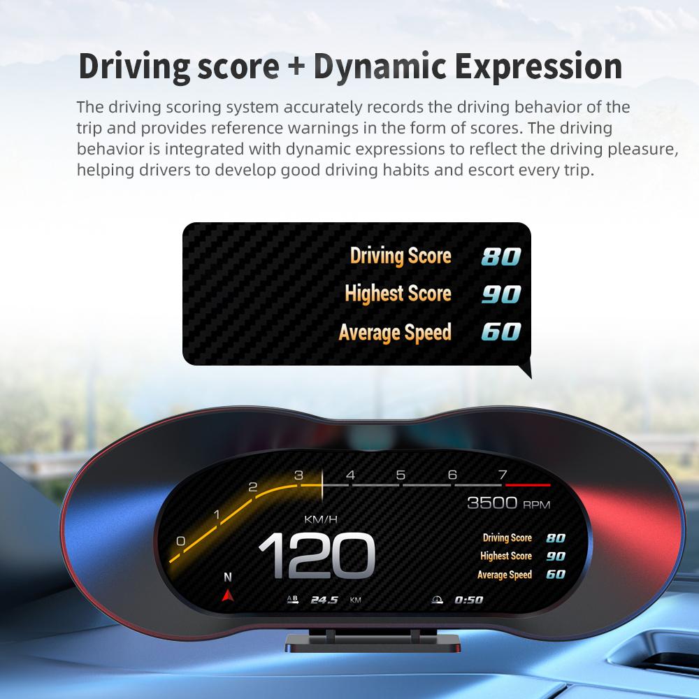 Car OBD+GPS Dual System Car Head-up Display LCD Slope Meter Turbine Accelerometer Speed Temperature Voltage On-board Computer
