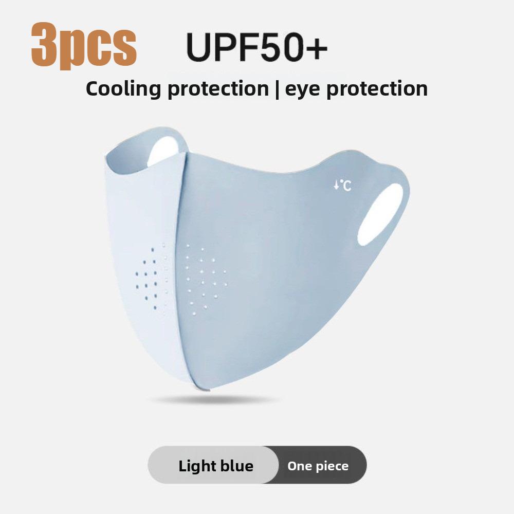 

UPF50+ Ice Silk Breathable Cooling Face Mask Women Full Face Coverage Sunscreen Mouth Cover Lightweight Cycling Outdoor Mask One Size