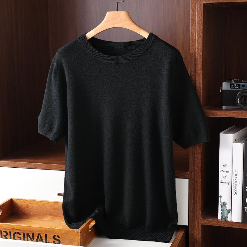 Men's Plus Size Knit Short Sleeve Round Neck Pullover Top