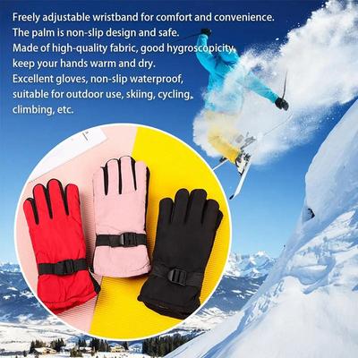 Children's Gloves Winter Warm And Thick Ski Gloves Solid Color Cold Proof And Warm Cycling Gloves With Fleece