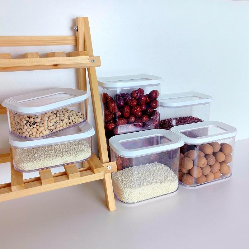 Plastförseglad förvaringslåda Transparent matbehållare Kaffebönsorganisatör Matförvaring Cerealdispenser Kök Köksartiklar