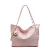 Casual simple style solid color soft leather large capacity tote bag fashionable versatile texture shoulder women's bag