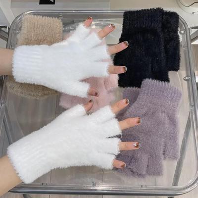 Newcomer Exclusive: Warm Velvet Half-Finger Gloves for Autumn/Winter - Student Home Essentials