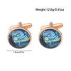 Funny Glass Cabochon Art Picture Cufflinks Van Gogh The Starry Night  Pattern Round Sleeve Button